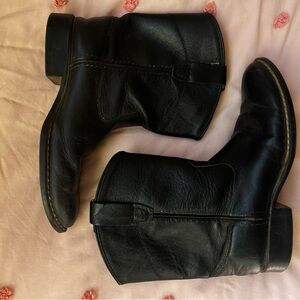 Old West Black Leather Ankle Boots